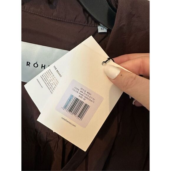 NWT Rohe Novi Pleated Chocolate Brown Balloon Sleeve Mini Dress Women’s 42 / 10 - Picture 6 of 16